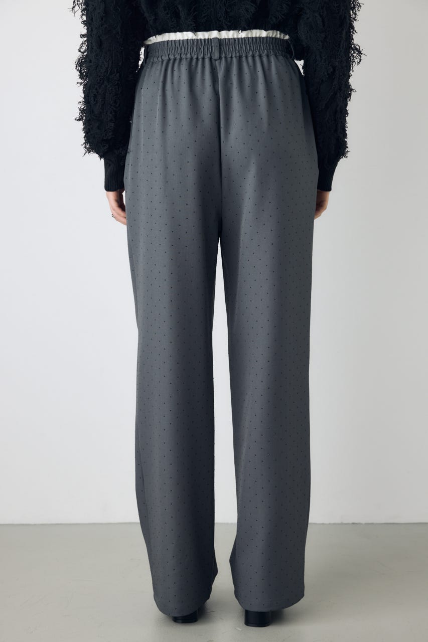 ダブルウエストラインストーンワイドパンツ GRY S