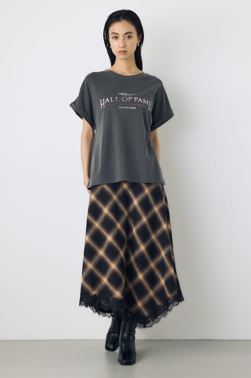 レースドッキングチェックバイアススカート 柄BRN M