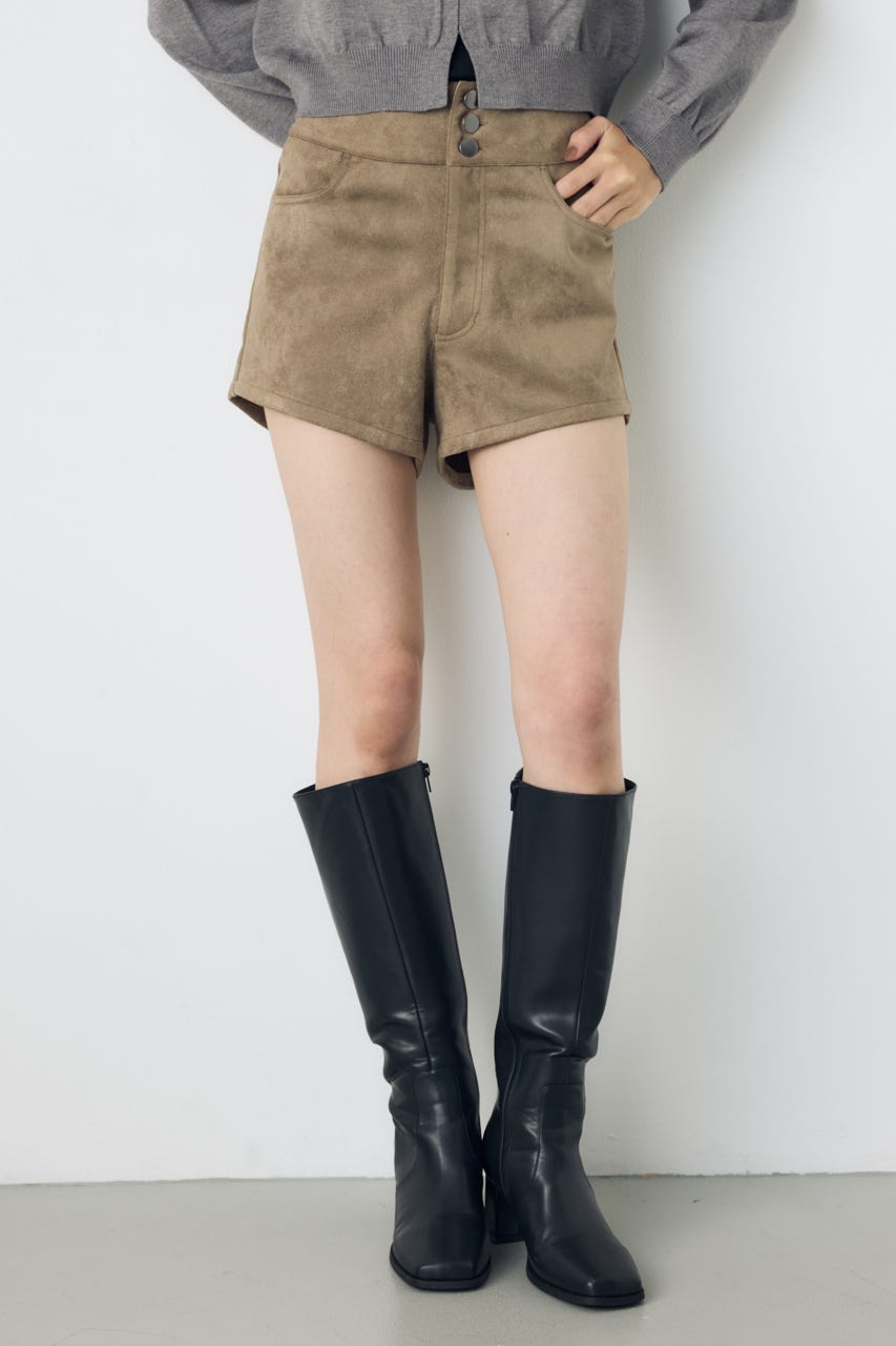 フェイクスエードハイウエストボタンショートパンツ BEG S