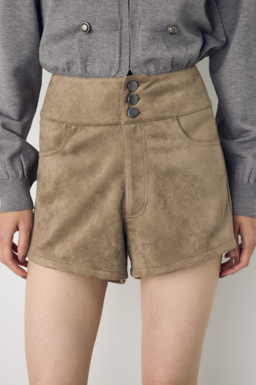 フェイクスエードハイウエストボタンショートパンツ BEG S