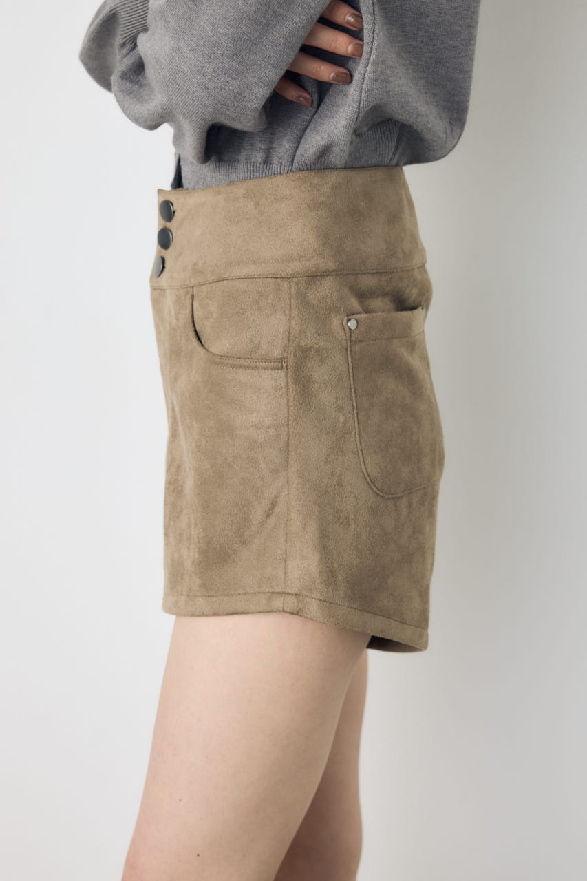 フェイクスエードハイウエストボタンショートパンツ BEG S