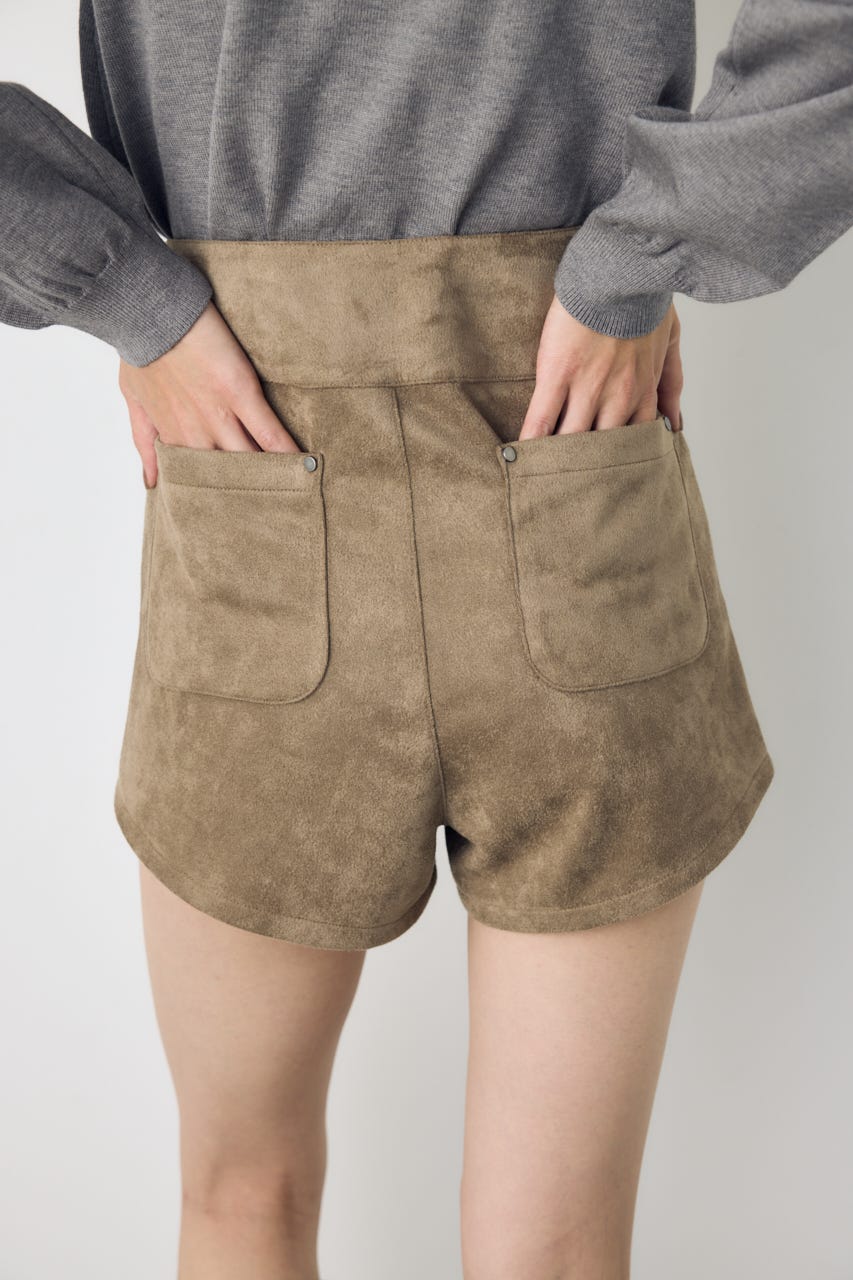 フェイクスエードハイウエストボタンショートパンツ BEG S