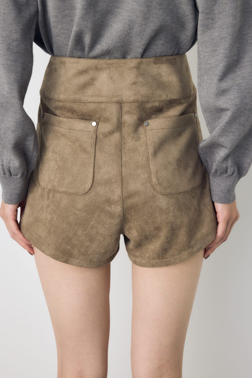 フェイクスエードハイウエストボタンショートパンツ BEG S