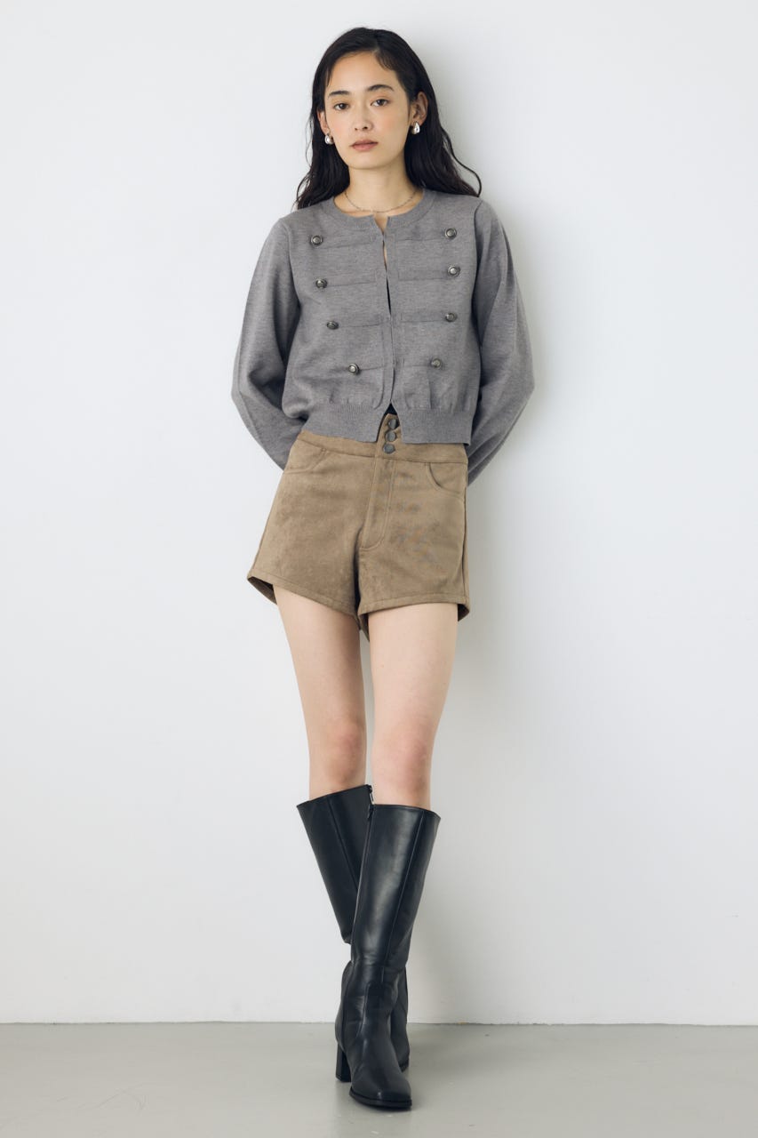 フェイクスエードハイウエストボタンショートパンツ BEG S