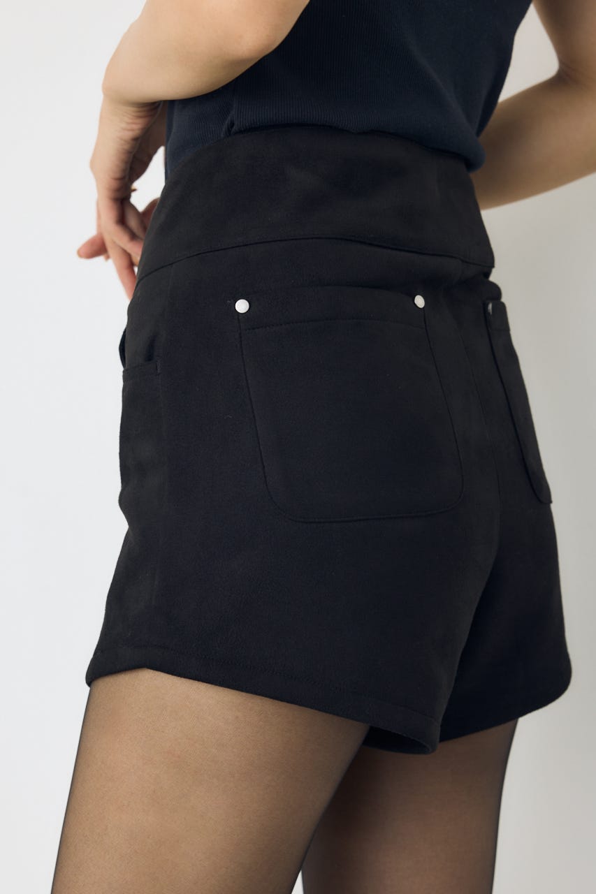 フェイクスエードハイウエストボタンショートパンツ BLK M