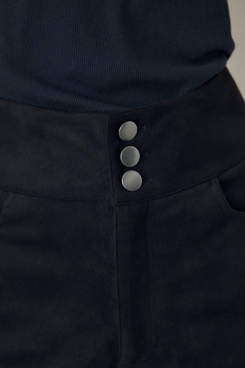 フェイクスエードハイウエストボタンショートパンツ BLK M