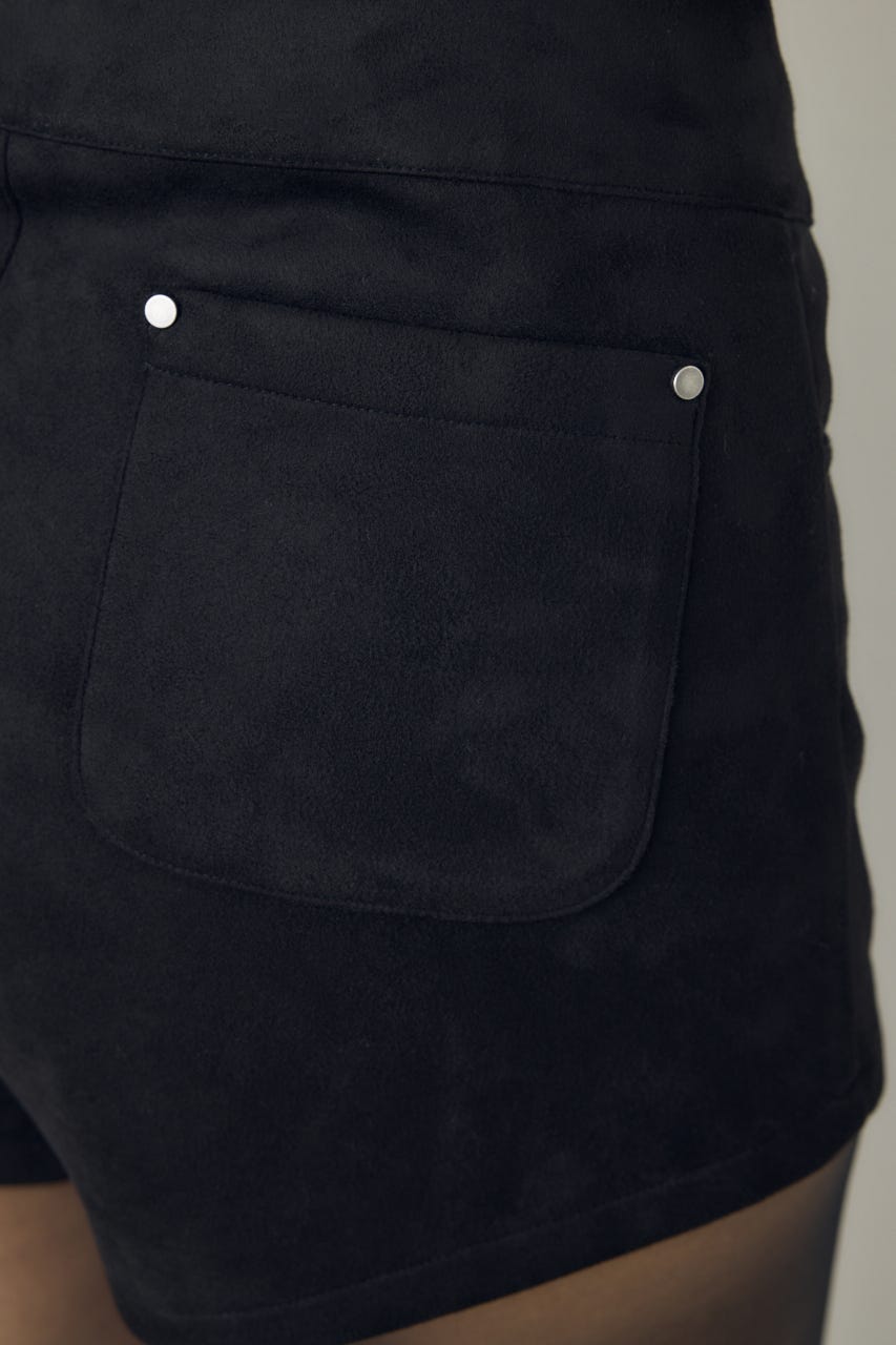 フェイクスエードハイウエストボタンショートパンツ BLK M