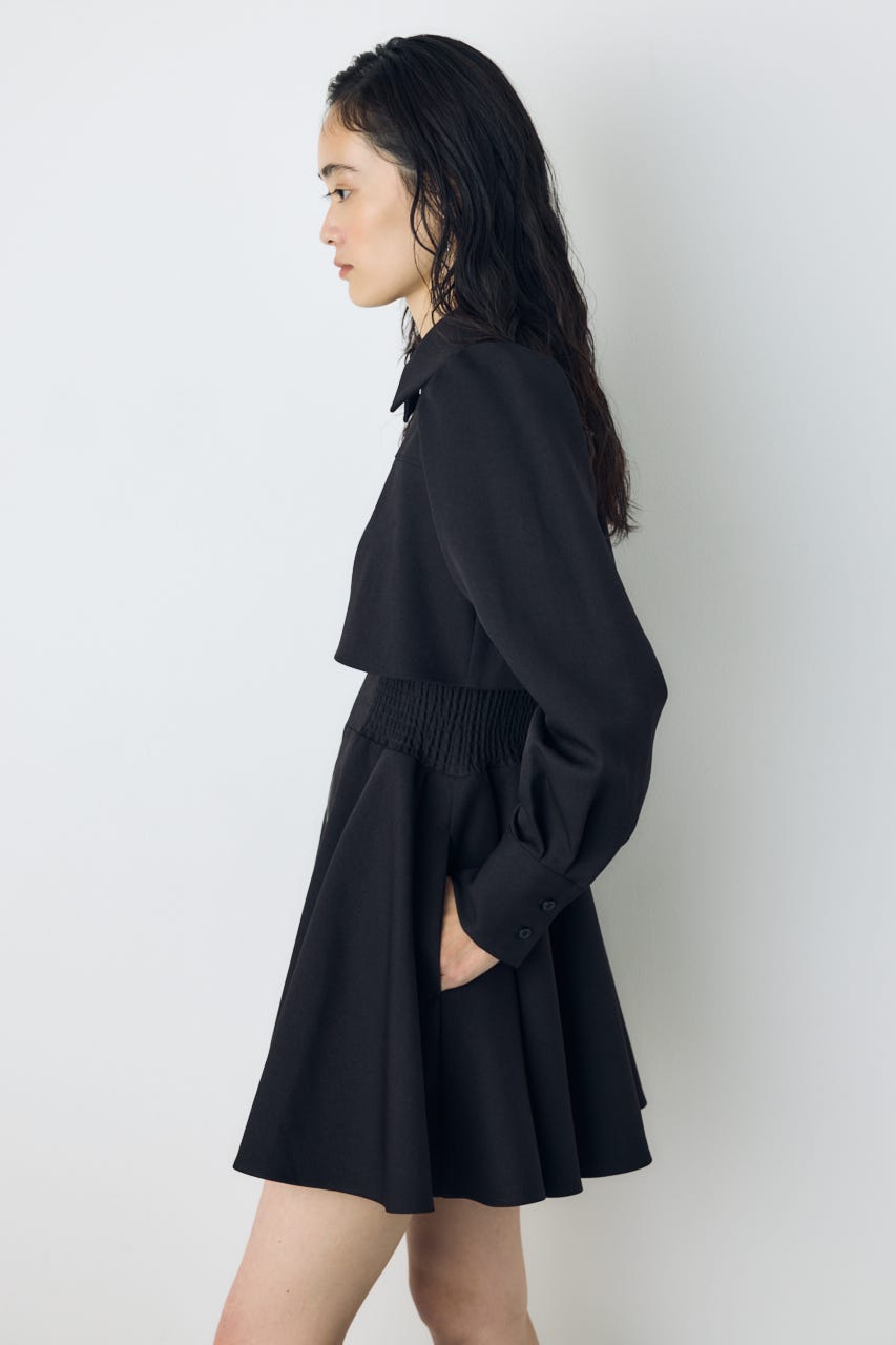 【着丈バリエ】ジップフレアワンピース BLK M