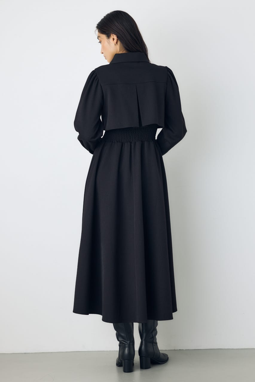 【着丈バリエ】ジップフレアワンピース BLK M