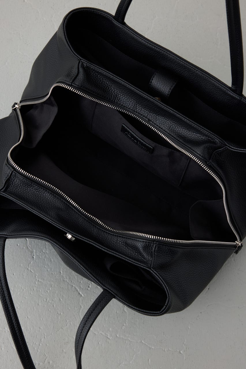フェイクレザー3ポケットトート BLK FREE