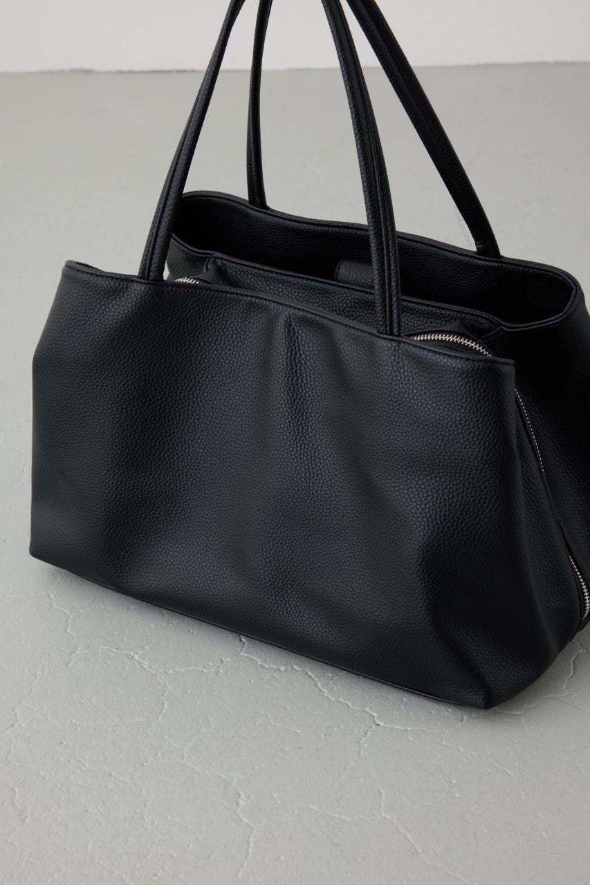 フェイクレザー3ポケットトート BLK FREE