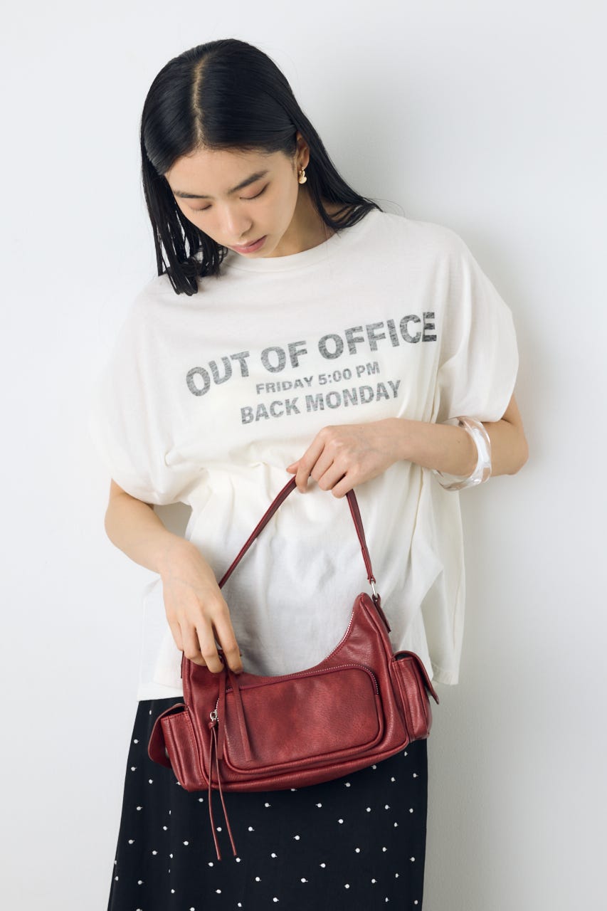 アウトポケットフェイクレザーバッグ RED FREE