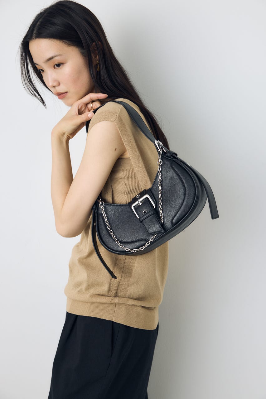 バックルベルトワンハンドルトートバッグ BLK FREE