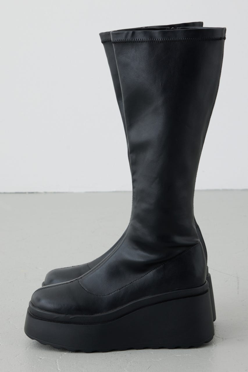 ウェッジロングブーツ BLK L