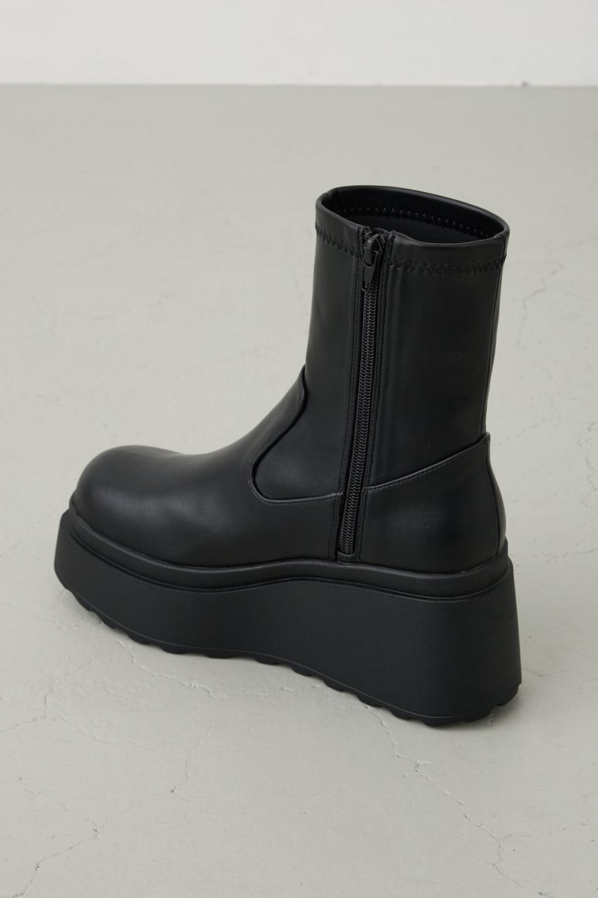 【AW先行アイテム】ウェッジソールストレッチショートブーツ BLK M