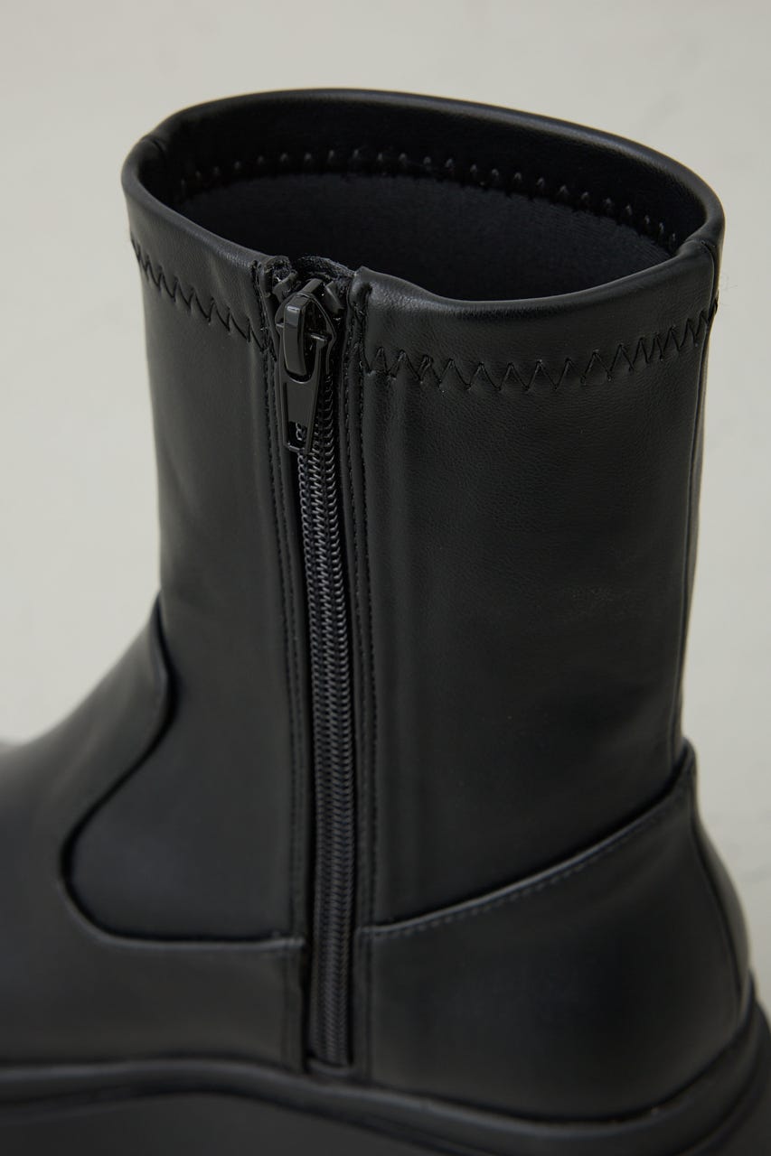 【AW先行アイテム】ウェッジソールストレッチショートブーツ BLK M