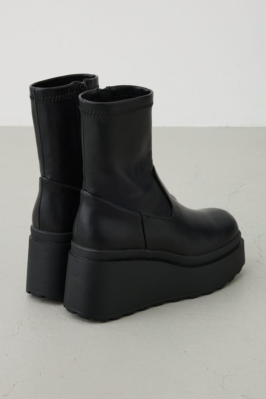 【AW先行アイテム】ウェッジソールストレッチショートブーツ BLK M