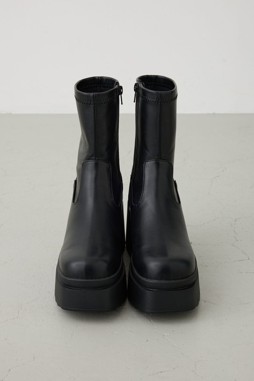 【AW先行アイテム】ウェッジソールストレッチショートブーツ BLK M
