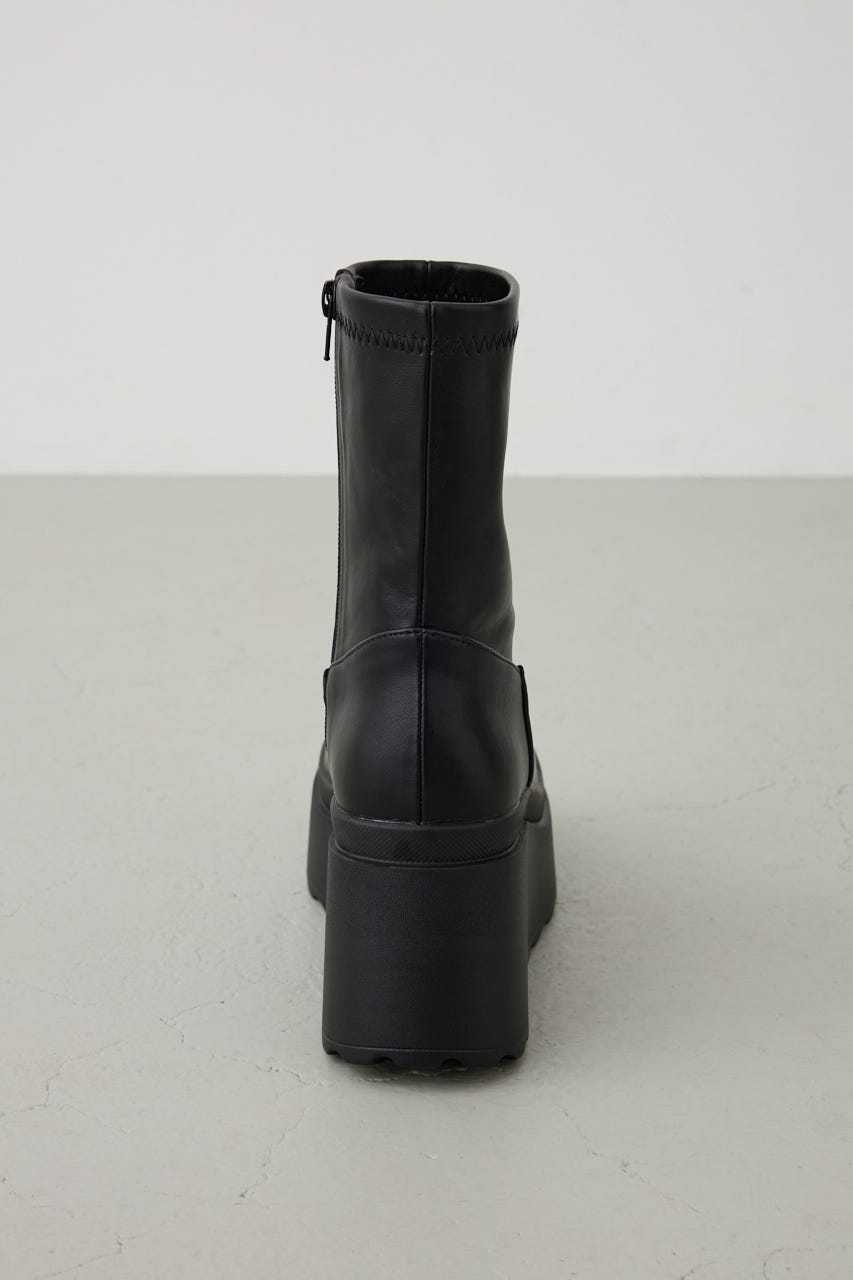 【AW先行アイテム】ウェッジソールストレッチショートブーツ BLK M