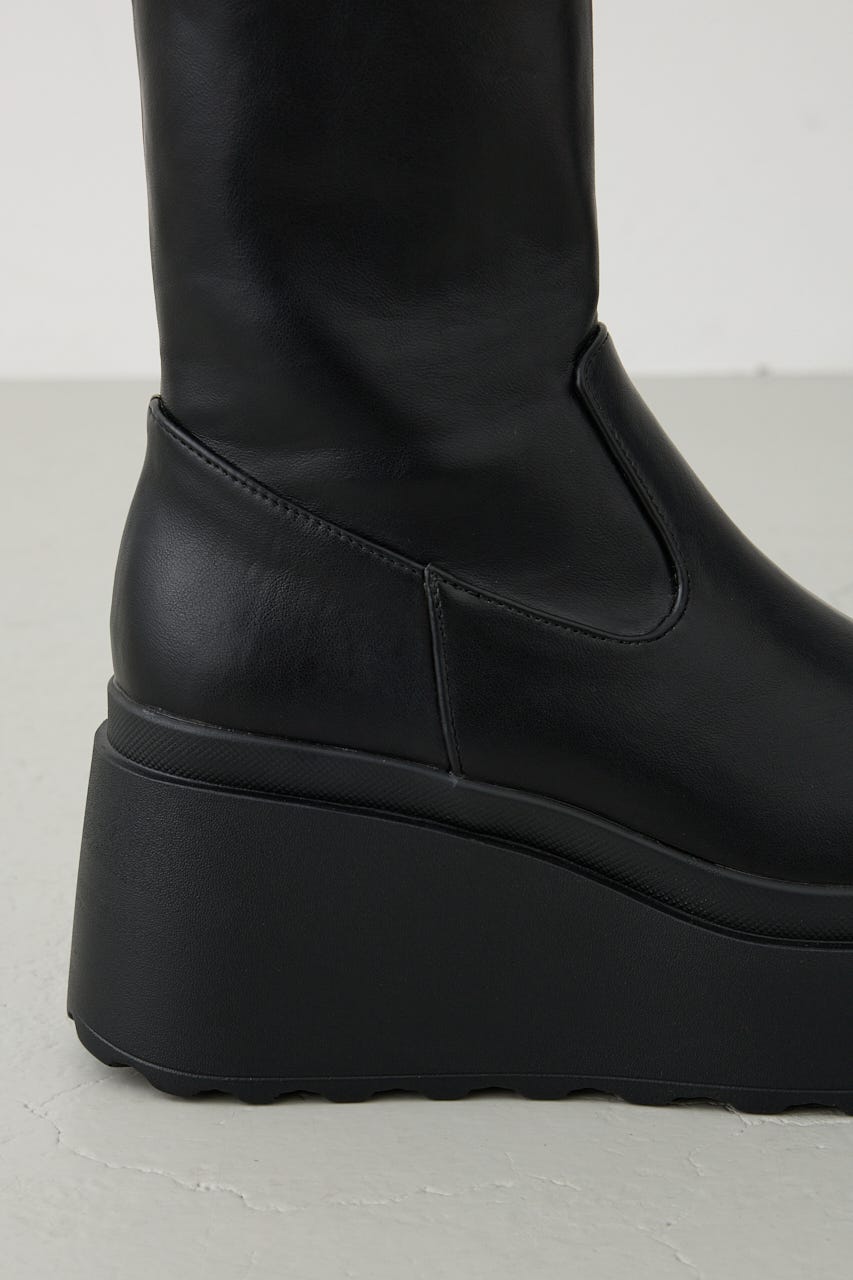 【AW先行アイテム】ウェッジソールストレッチショートブーツ BLK M
