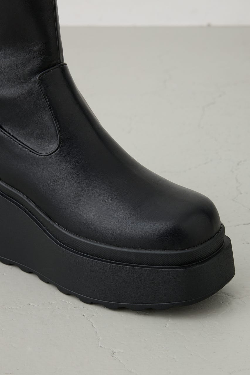 【AW先行アイテム】ウェッジソールストレッチショートブーツ BLK M