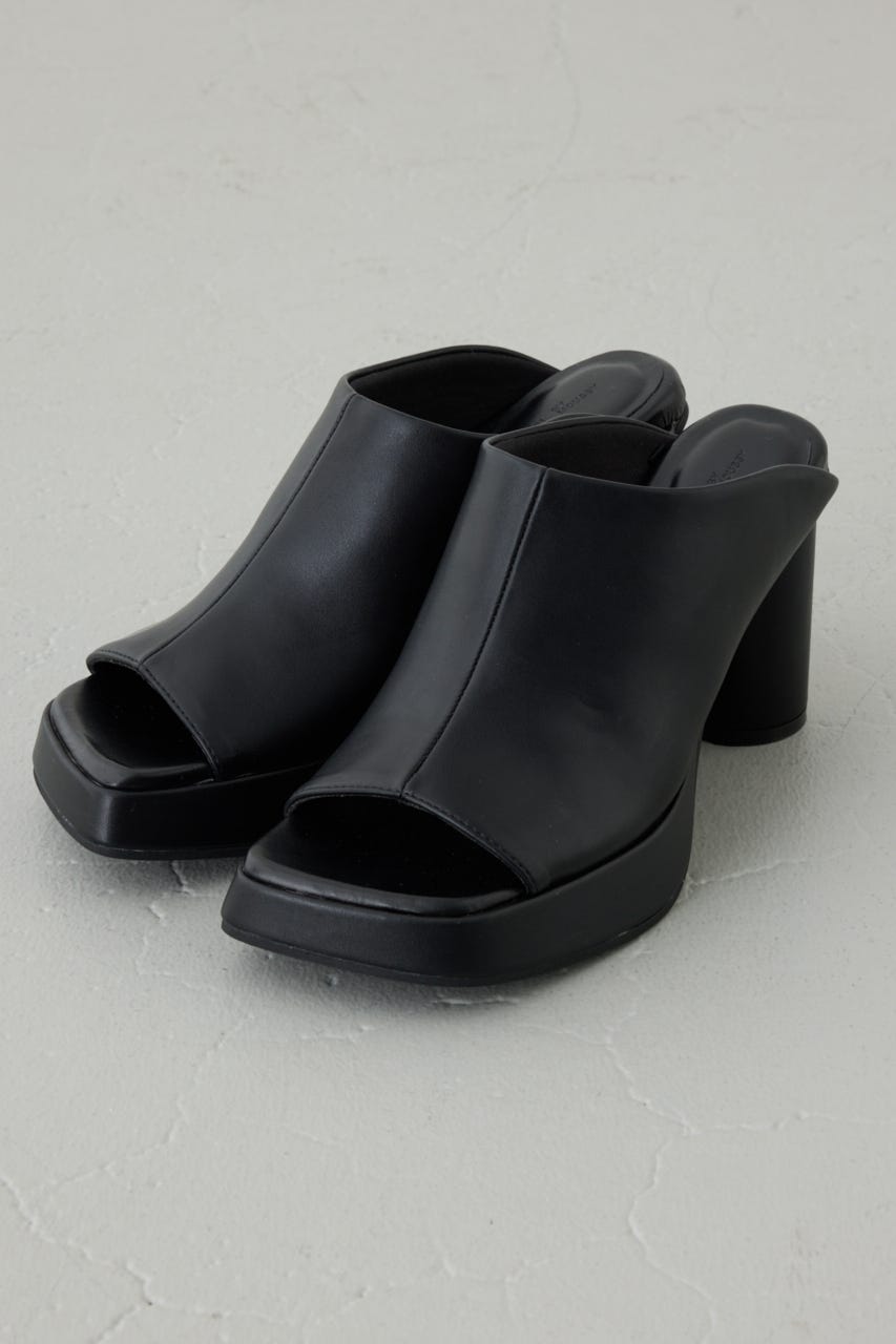 スクエアトゥプラットフォームミュールサンダル BLK M