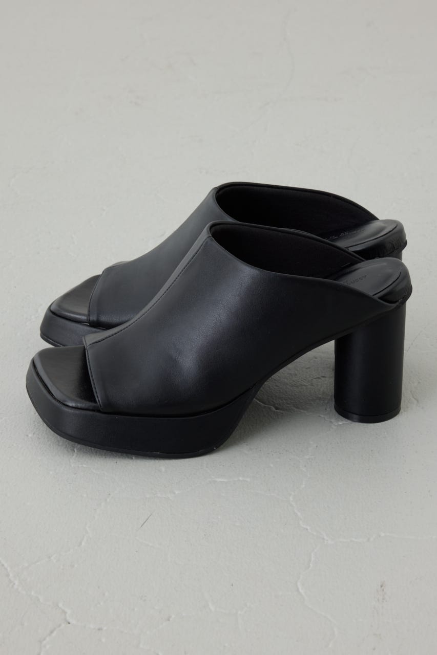 スクエアトゥプラットフォームミュールサンダル BLK M