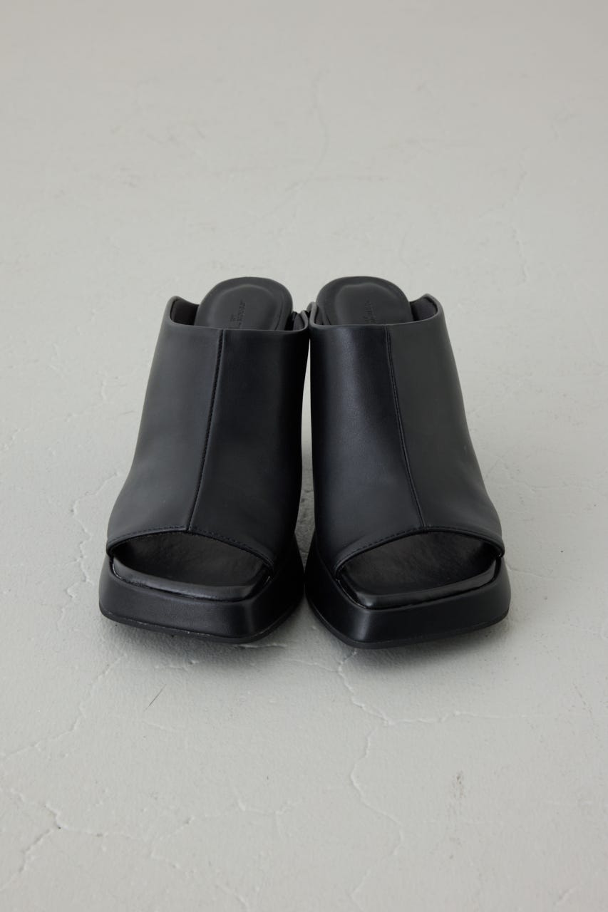 スクエアトゥプラットフォームミュールサンダル BLK M