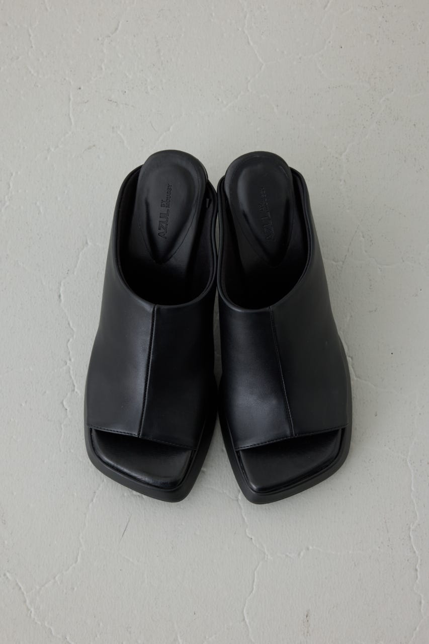 スクエアトゥプラットフォームミュールサンダル BLK M