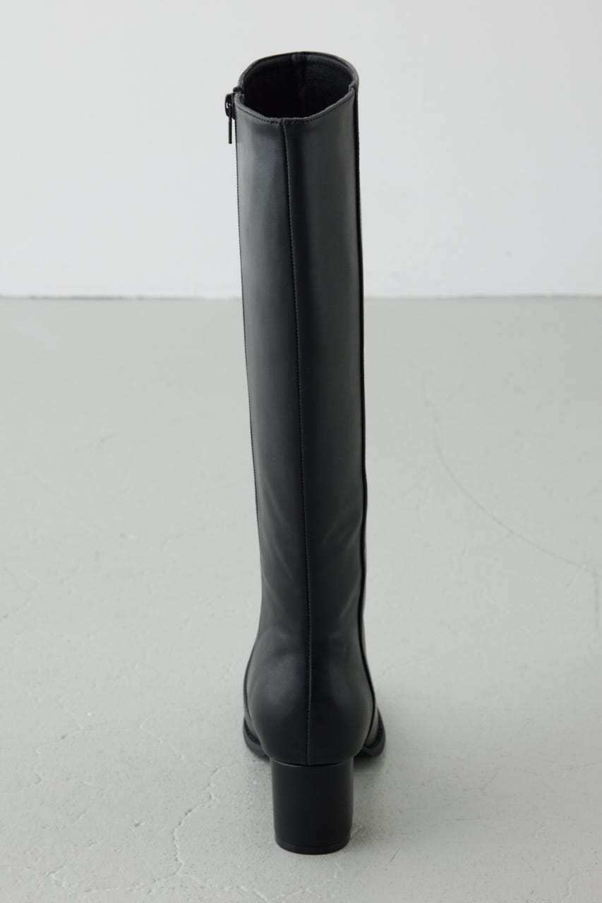スクエアトゥヒールロングブーツ BLK L