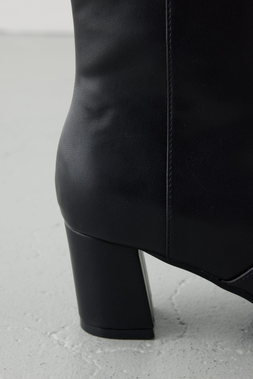 スクエアトゥヒールロングブーツ BLK L