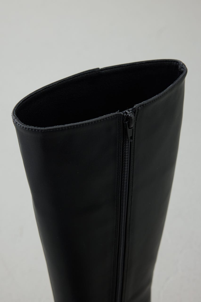 スクエアトゥヒールロングブーツ BLK L
