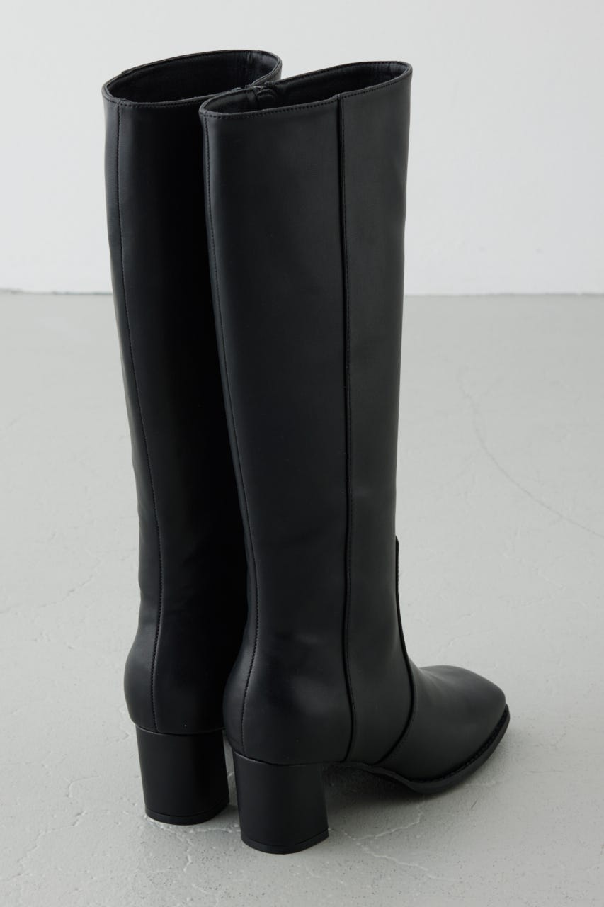 スクエアトゥヒールロングブーツ BLK L