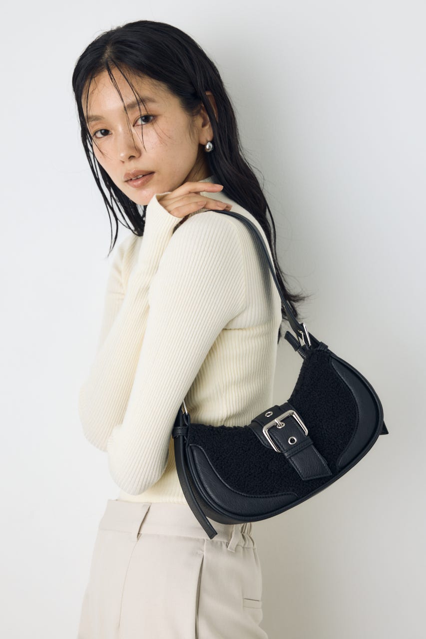 バックルベルトワンハンドルボアバッグ BLK FREE