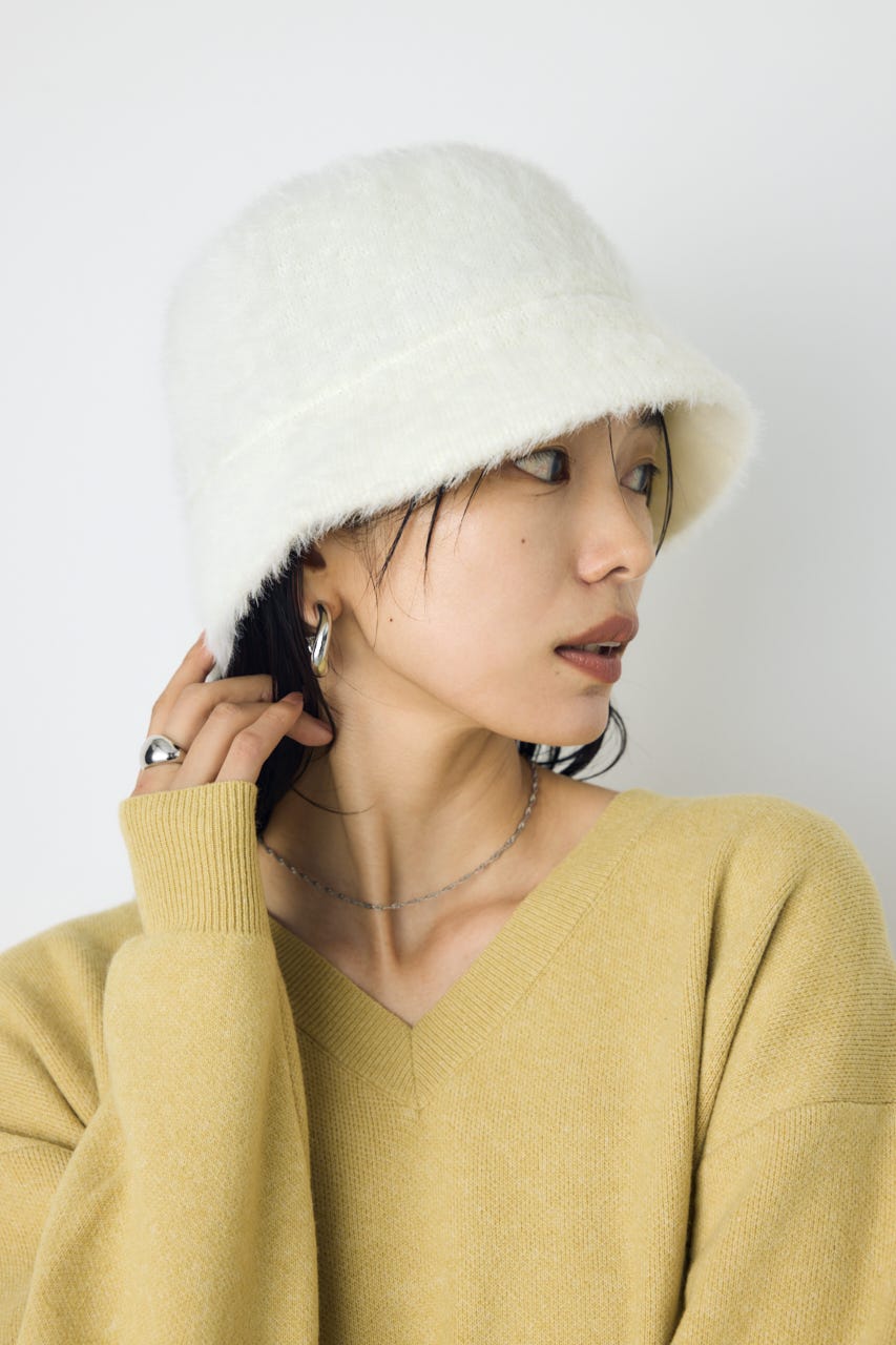 シャギーバケットハット WHT FREE