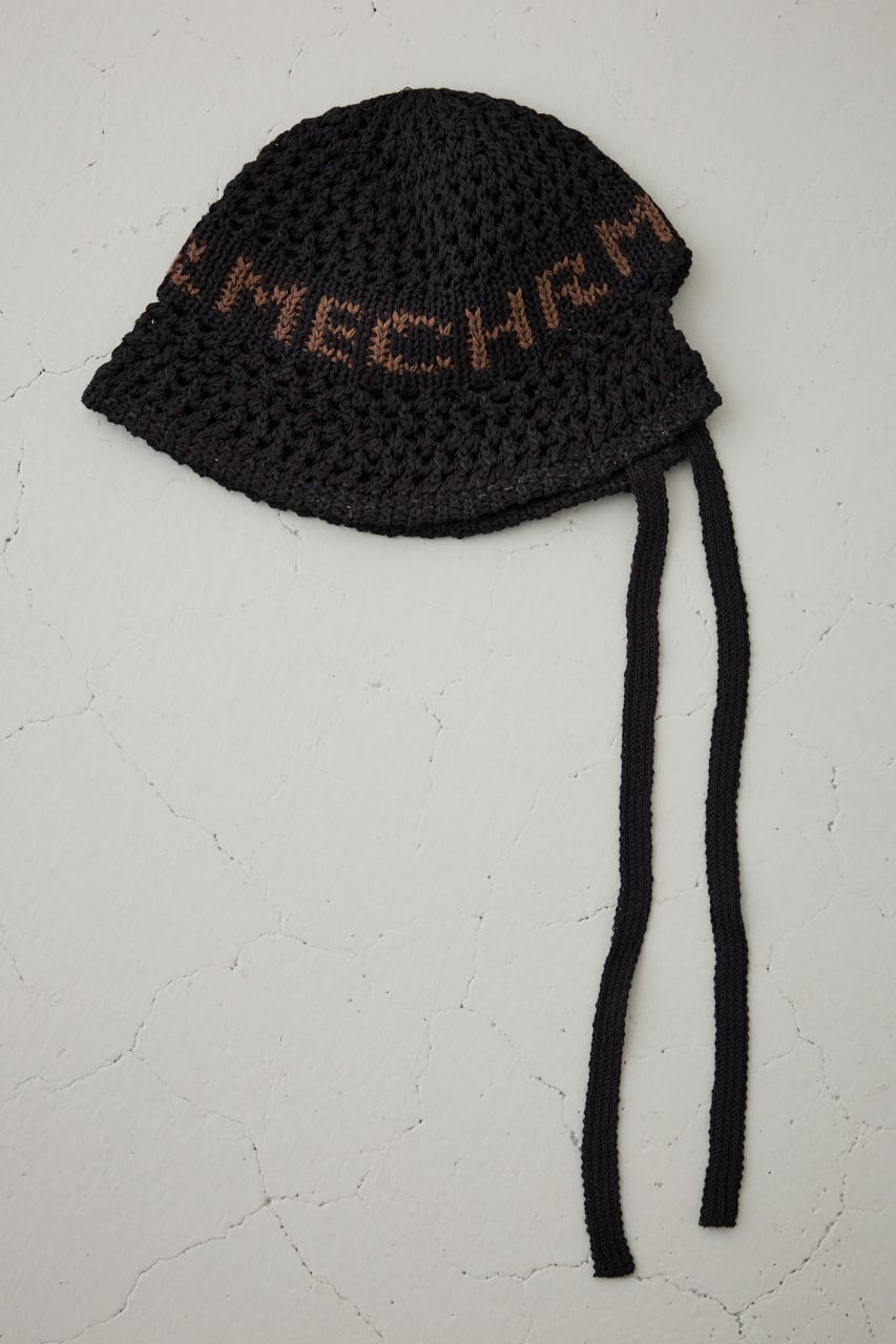 オープンワークニッティングロゴハット BLK FREE