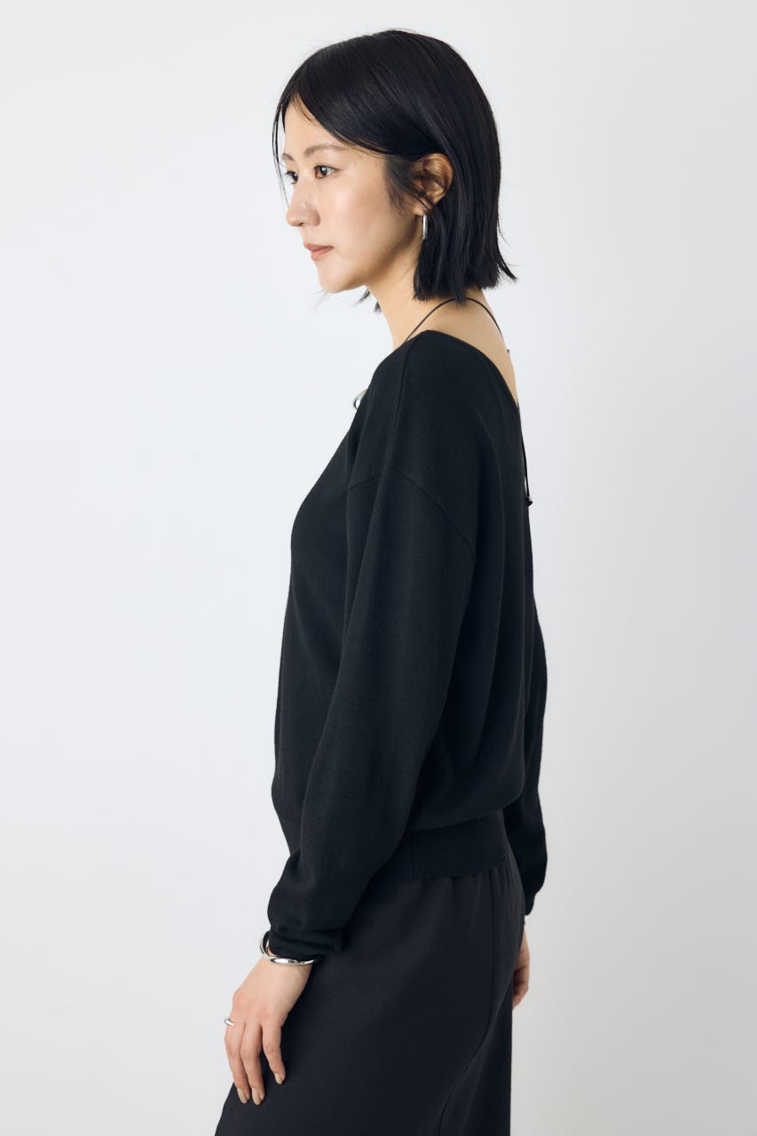 【AW先行アイテム】格上げ２WAYネックニット BLK S