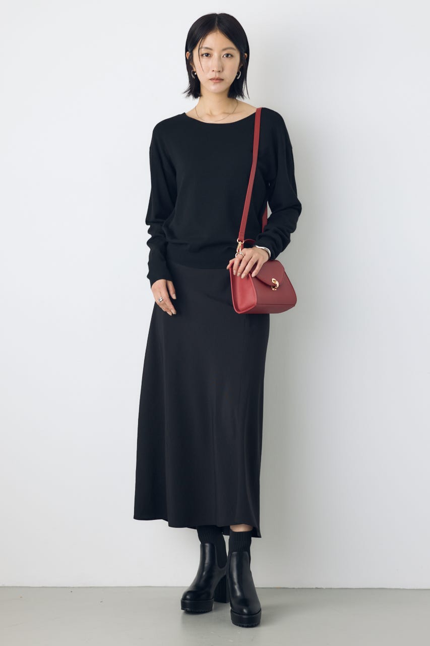 【AW先行アイテム】格上げ２WAYネックニット BLK S