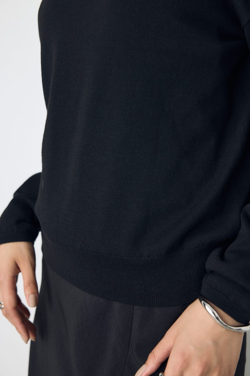【AW先行アイテム】格上げ２WAYネックニット BLK S