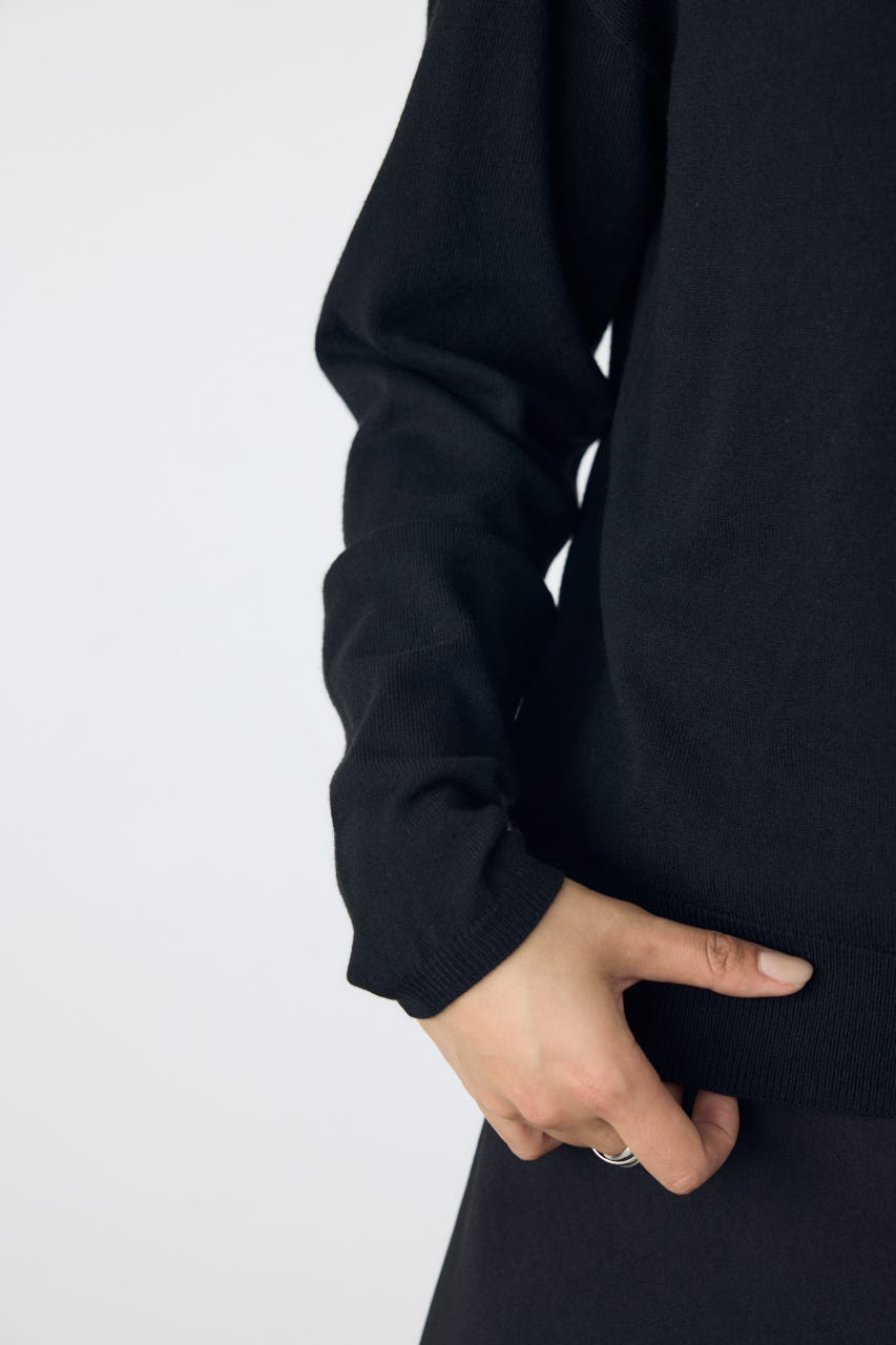 【AW先行アイテム】格上げ２WAYネックニット BLK S
