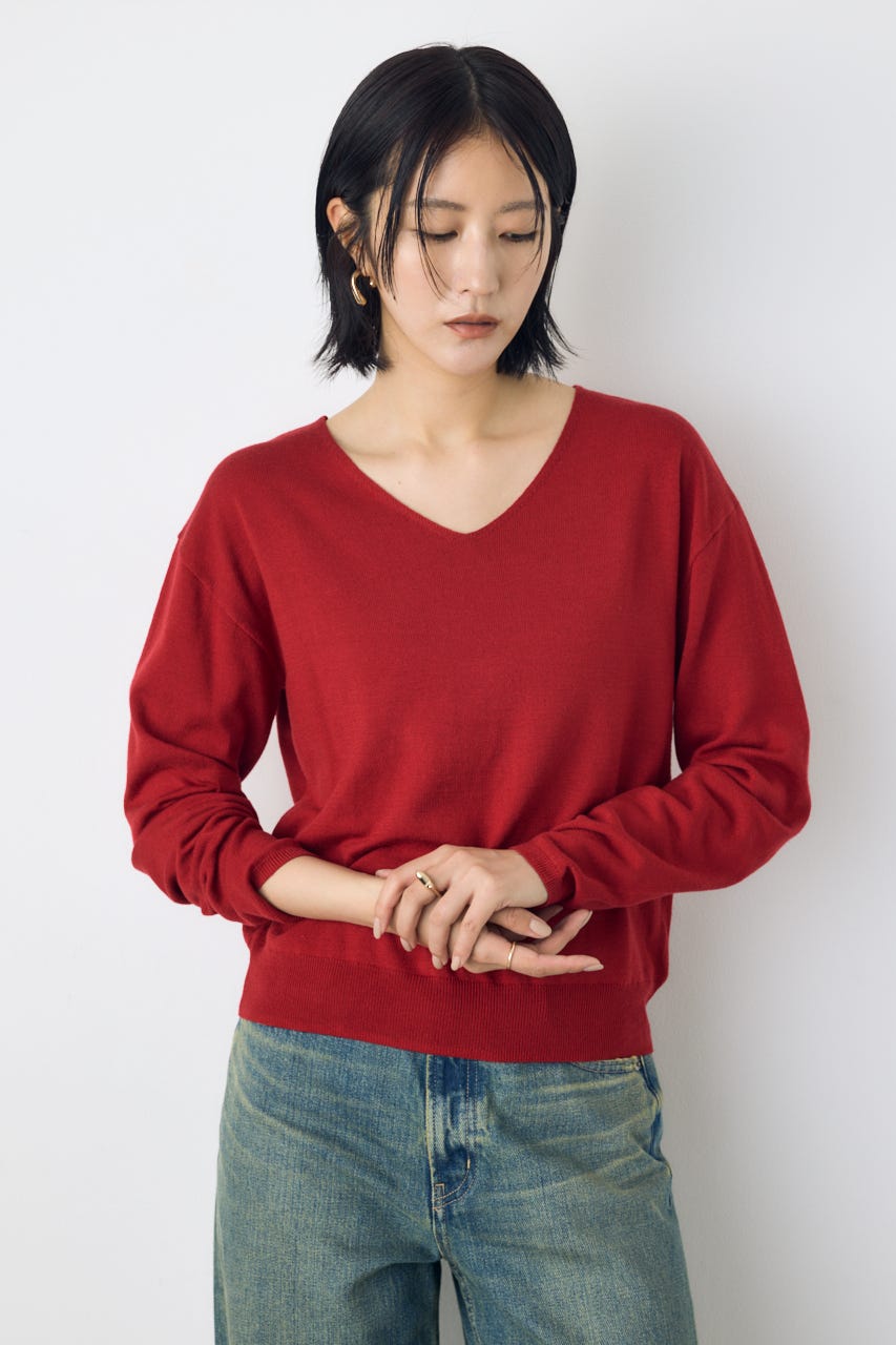 【AW先行アイテム】格上げ２WAYネックニット RED S