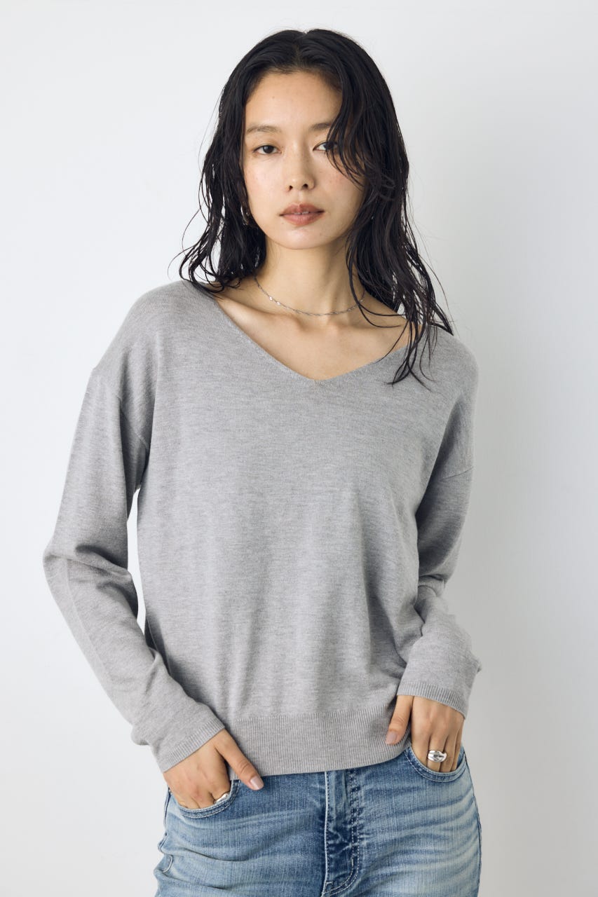 【AW先行アイテム】格上げ２WAYネックニット T.GRY M