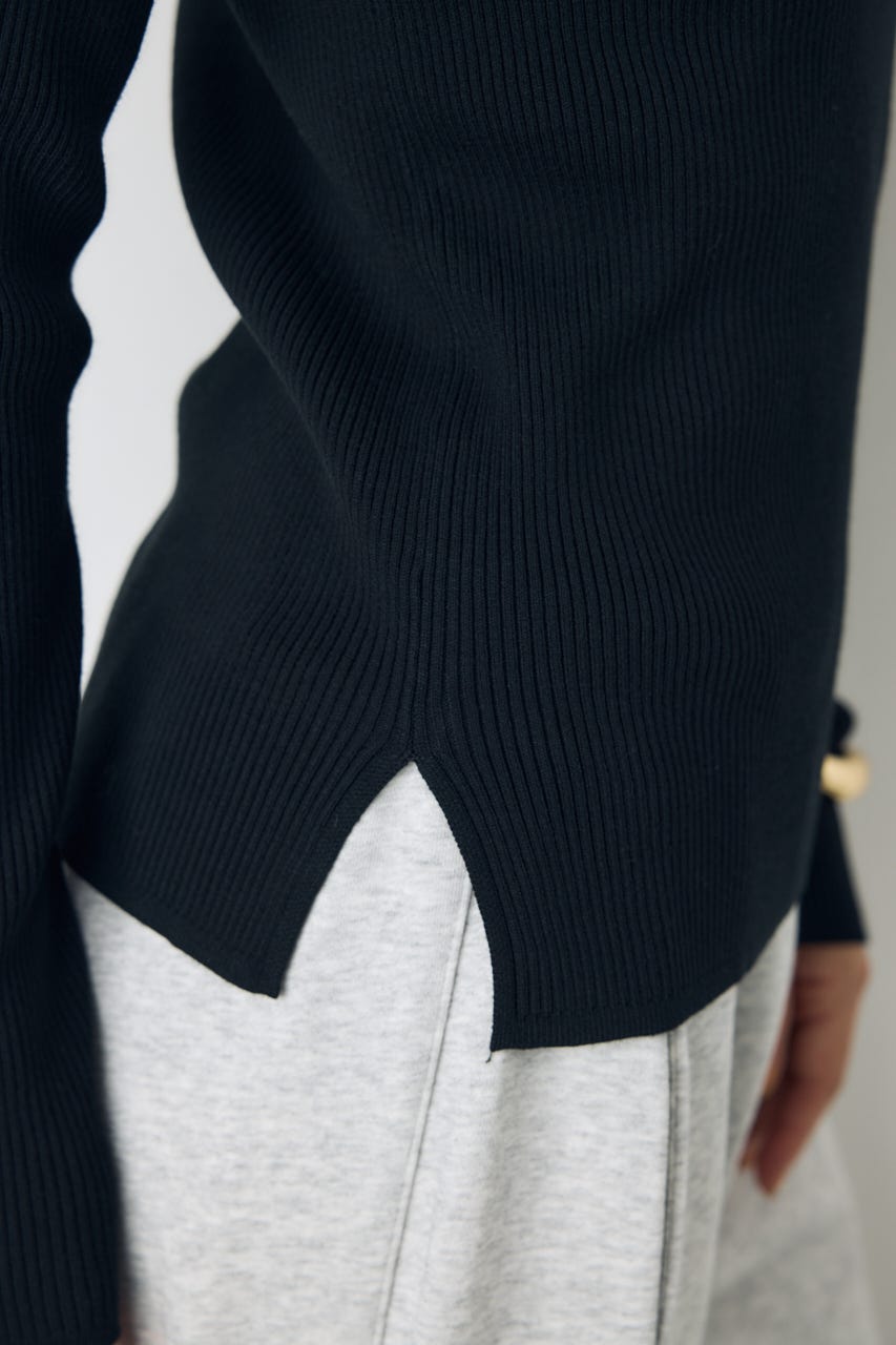 【AW先行アイテム】スクエアネックリブニット BLK M