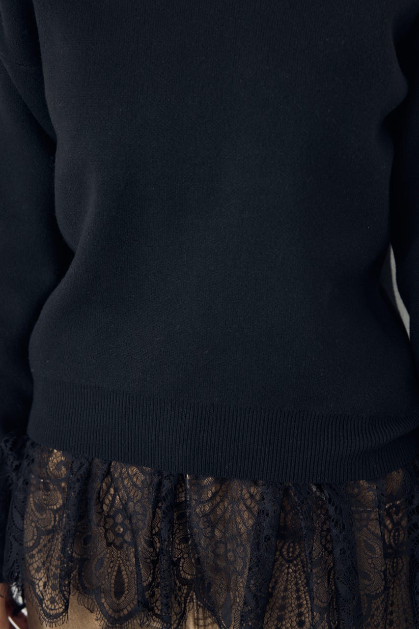 【AW先行アイテム】【着丈バリエ】格上げVネックニット BLK S