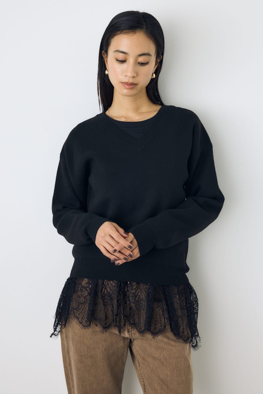 【AW先行アイテム】【着丈バリエ】格上げVネックニット BLK S