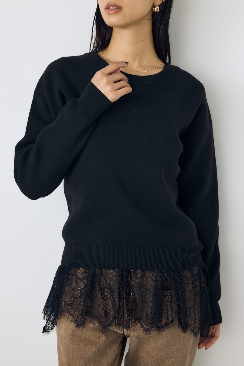 【AW先行アイテム】【着丈バリエ】格上げVネックニット BLK S