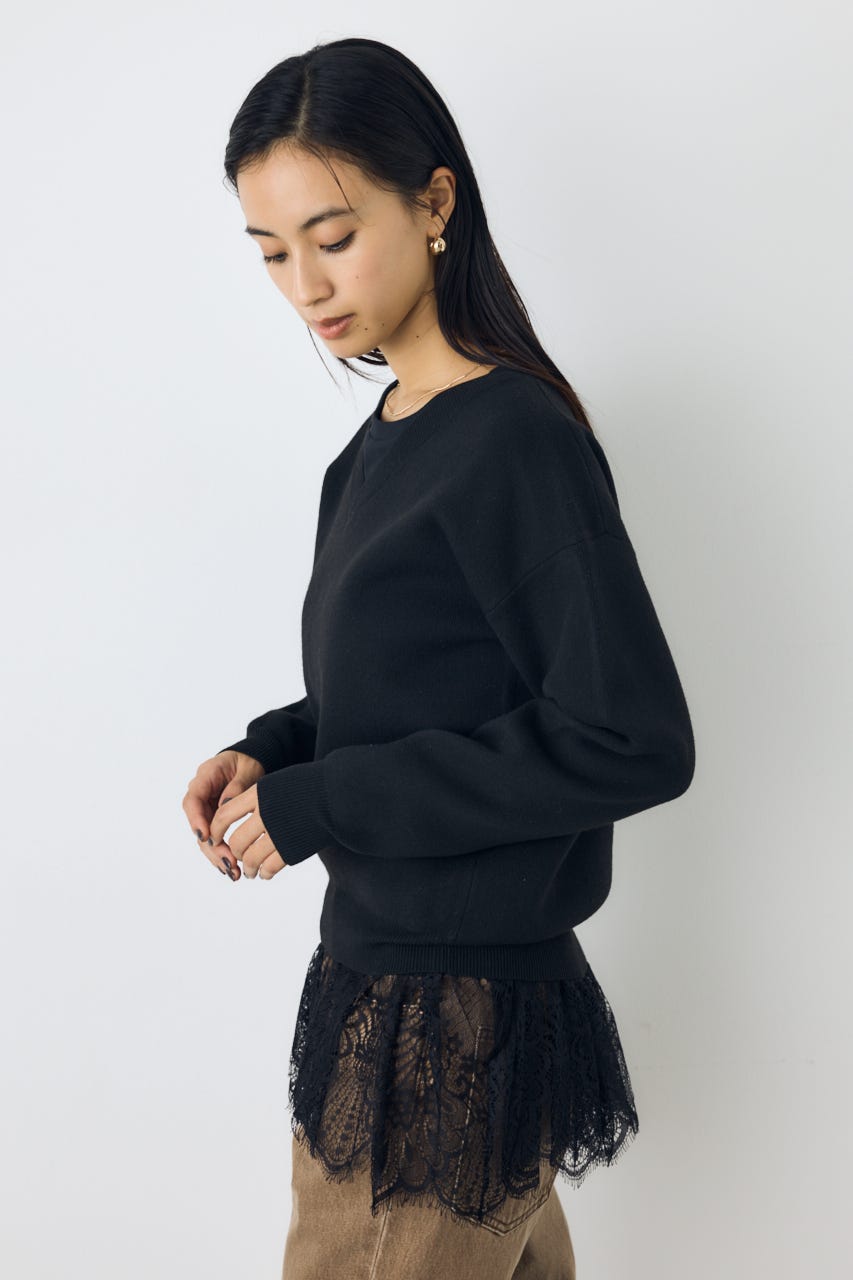 【AW先行アイテム】【着丈バリエ】格上げVネックニット BLK S