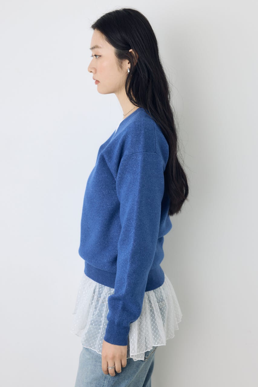 【AW先行アイテム】【着丈バリエ】格上げVネックニット BLU S