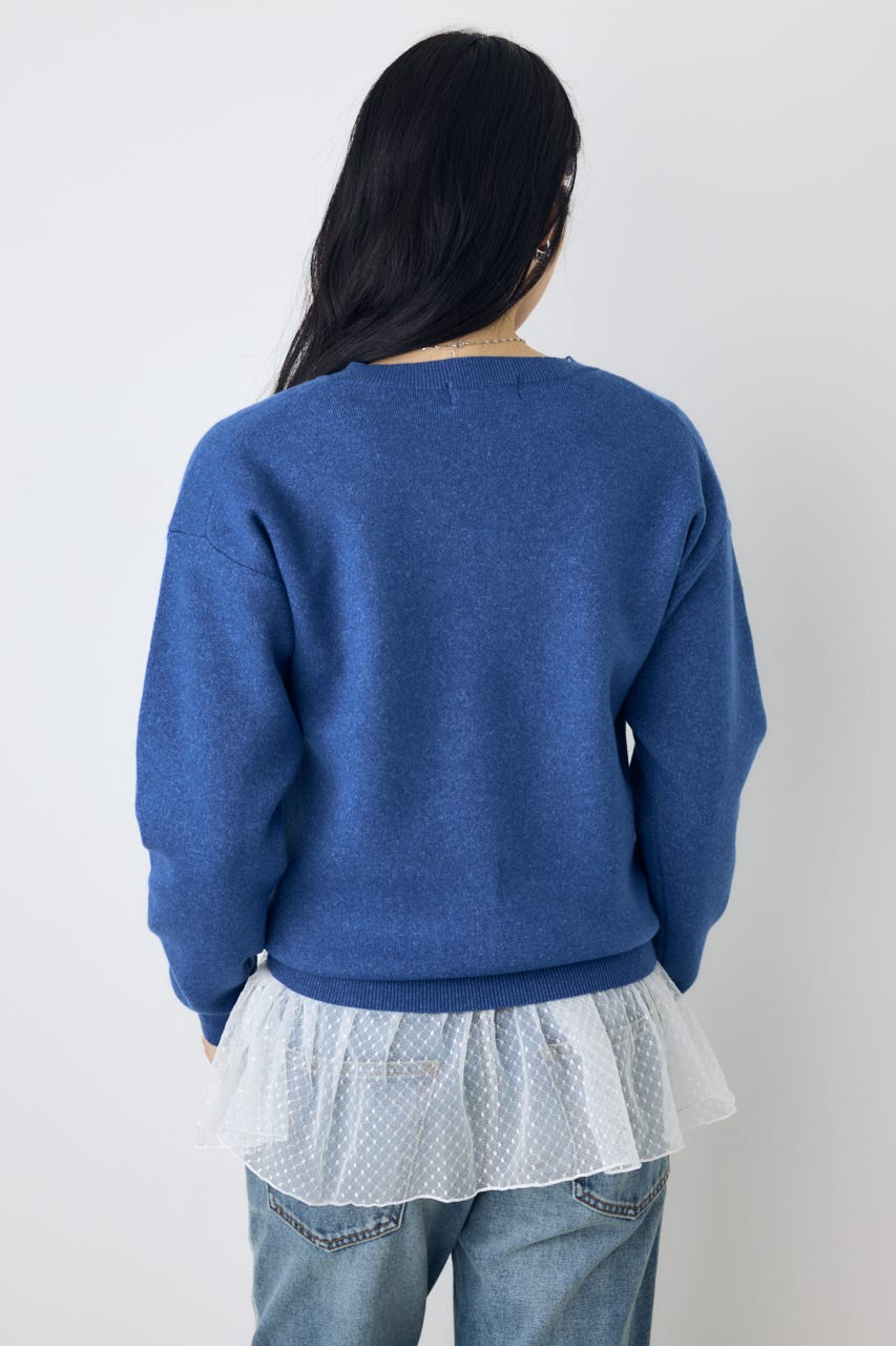 【AW先行アイテム】【着丈バリエ】格上げVネックニット BLU S