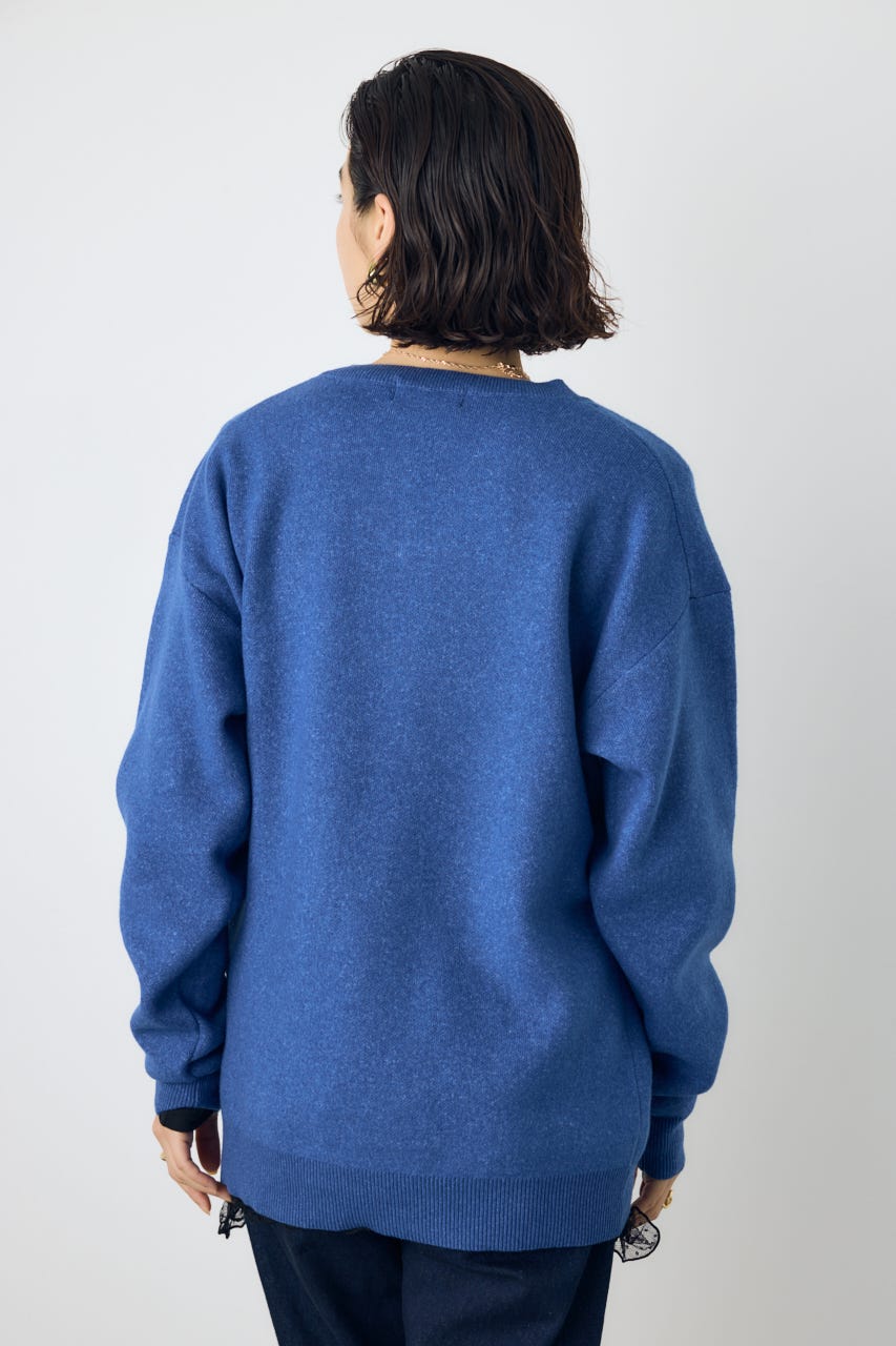【AW先行アイテム】【着丈バリエ】格上げVネックニット BLU S
